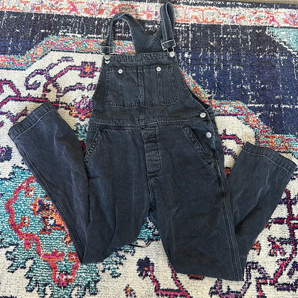 We The Free Black Washed Denim Overalls